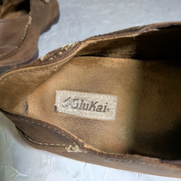 Olukai Moloa Shoes Mens Size 10 Brown Leather Slip On Water Beach Hawaiian main image 5